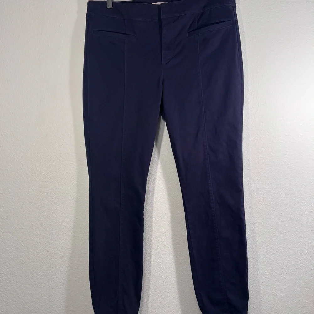 LOFT Dark Blue Trousers straight leg style pockets in front and back women’s 12 - Picture 4 of 13
